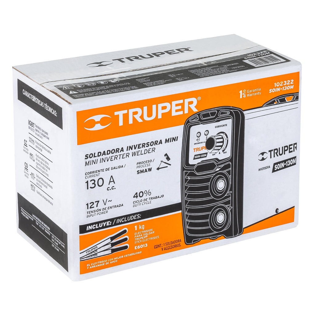 Mini soldadora inversora 130 A, 127V, Truper SOIN-130M