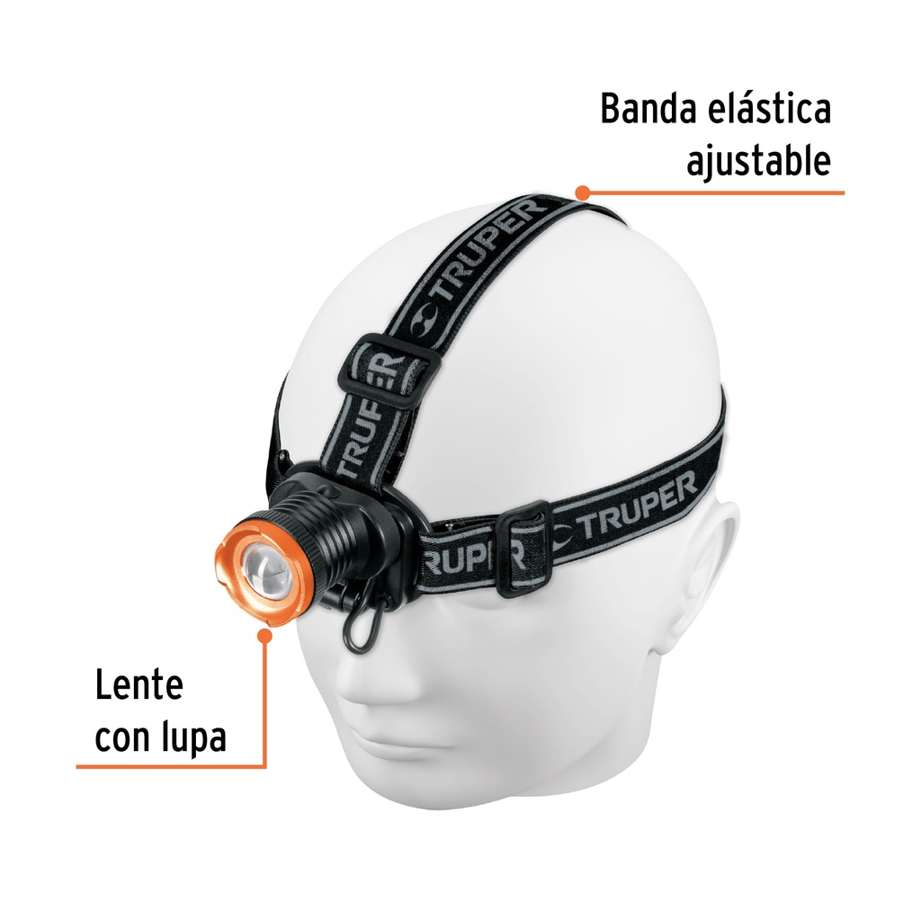 Linterna de minero, 80 lúmenes, 1 LED, recargable, Truper LI-CA-80R