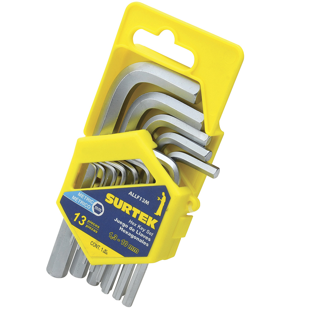 Juego de 13 llaves hexagonales tipo "L", métricas