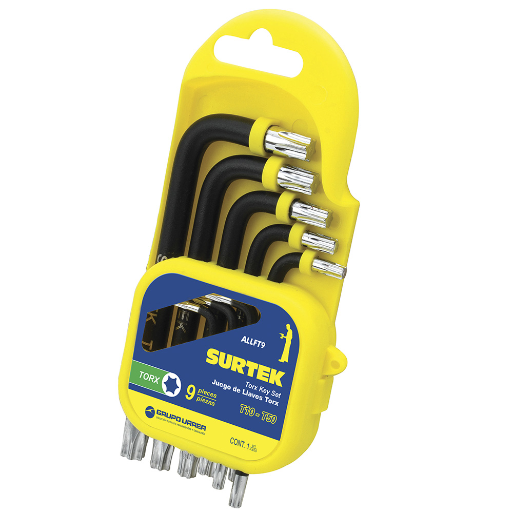 Juego de 9 llaves hexagonales tipo "L", Torx