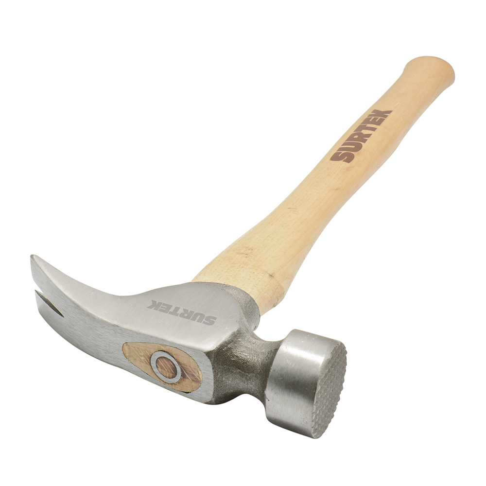 Martillo de uña tipo california recto cabeza fresada con mango de madera de 16", 25 oz