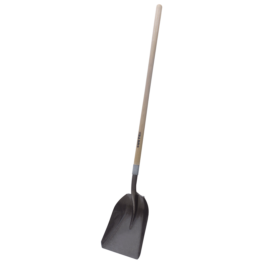 Pala con mango largo de madera con anillo crimpado, tipo carbonera