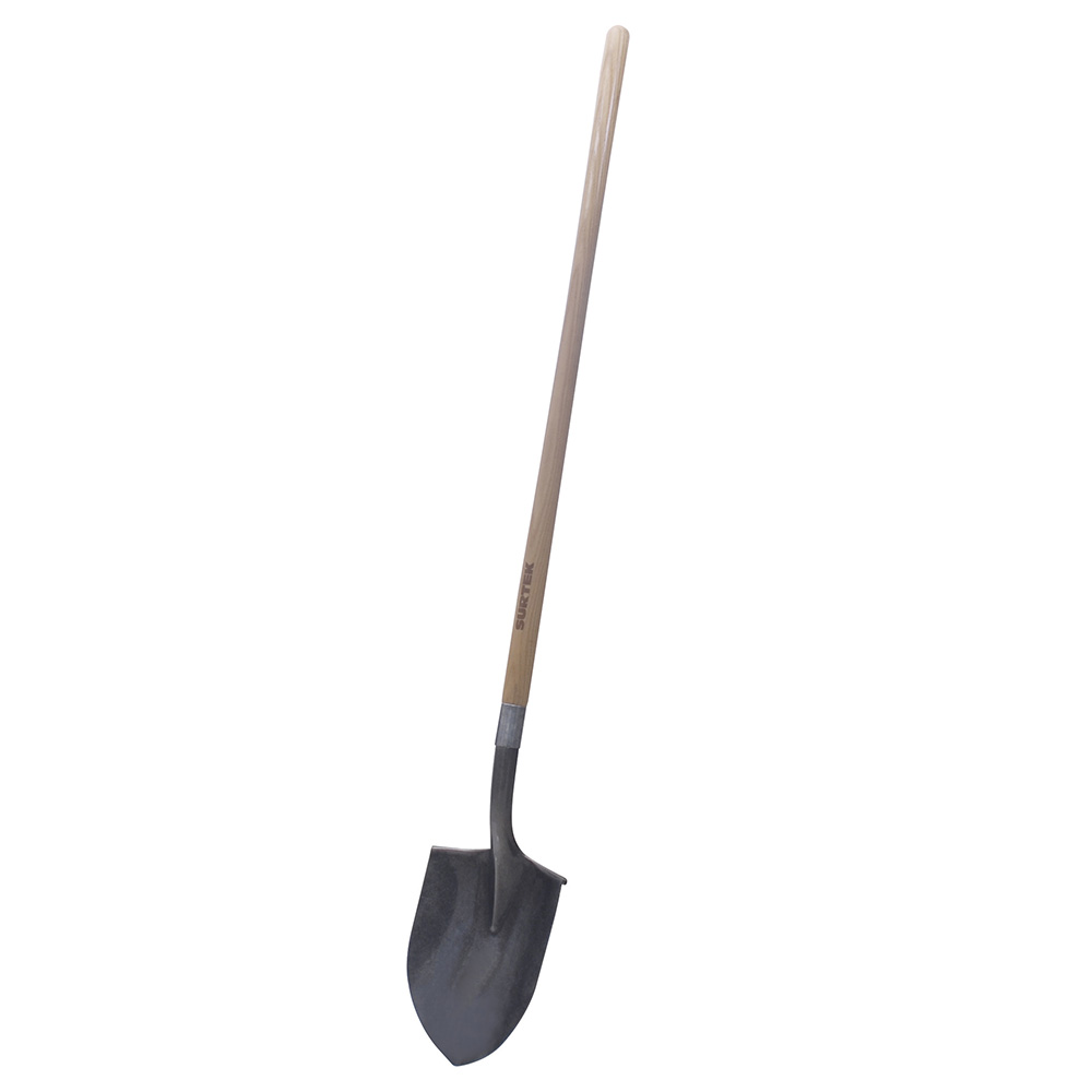 Pala con mango largo de madera con anillo crimpado, tipo irrigación