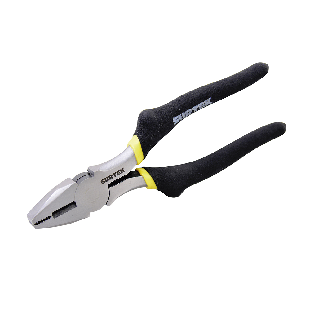 [967] Pinza con mango rubber grip para electricista de 7", corte lateral