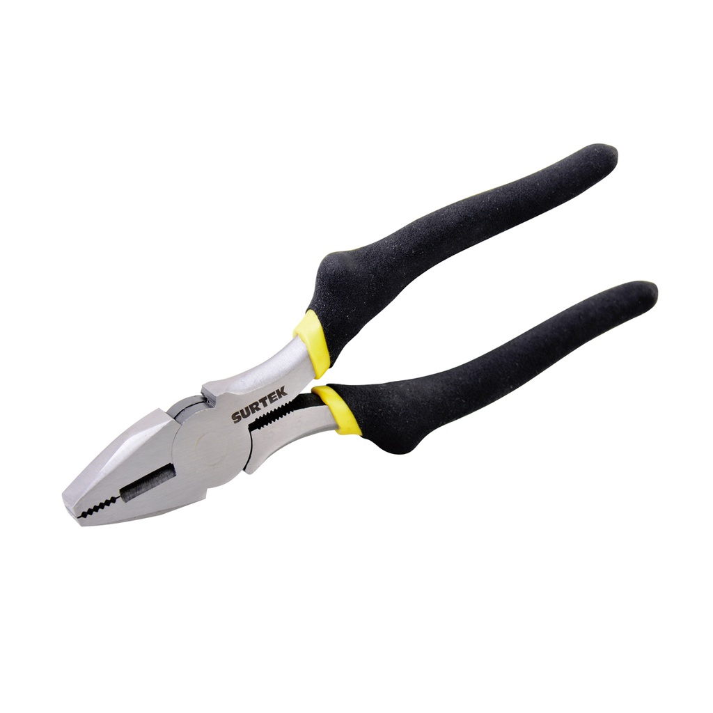 Pinza con mango rubber grip para electricista de 8", corte lateral