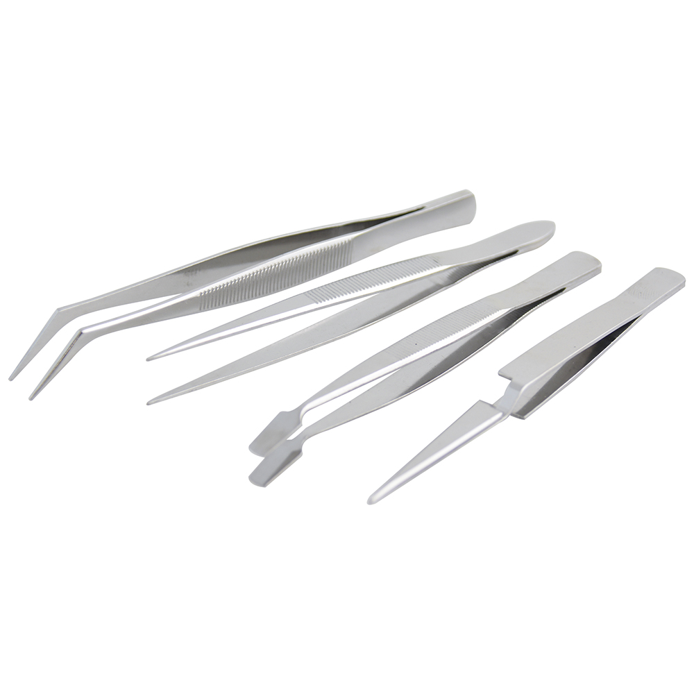 Juego de 4 pinzas de precisión tipo tweezer