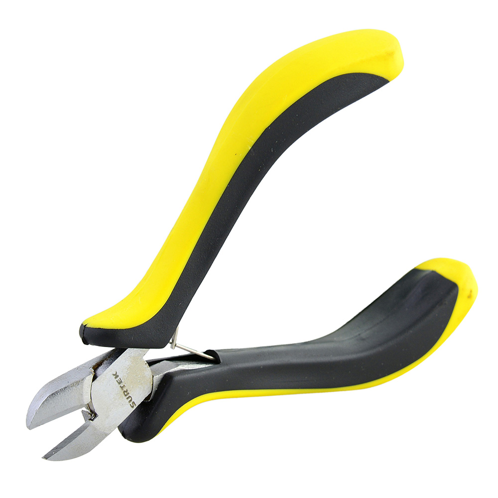 [955] Mini pinza con mango bimaterial para electrónica de 4-5/16", corte diagonal