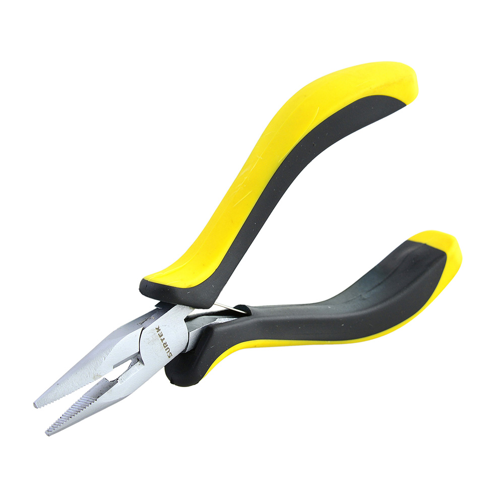 Mini pinza con mango bimaterial para electrónica de 4-3/4", corte lateral