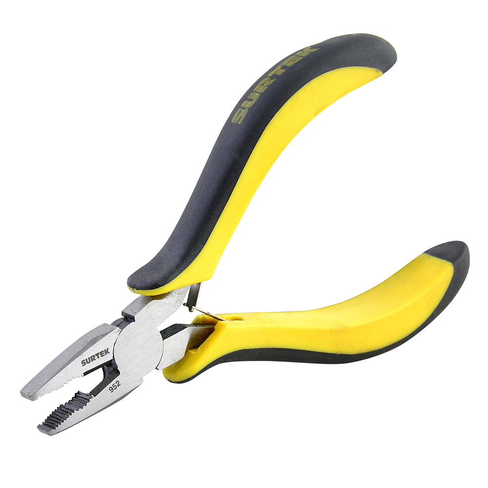 Mini pinza con mango bimaterial para electrónica de 4-1/2", corte lateral