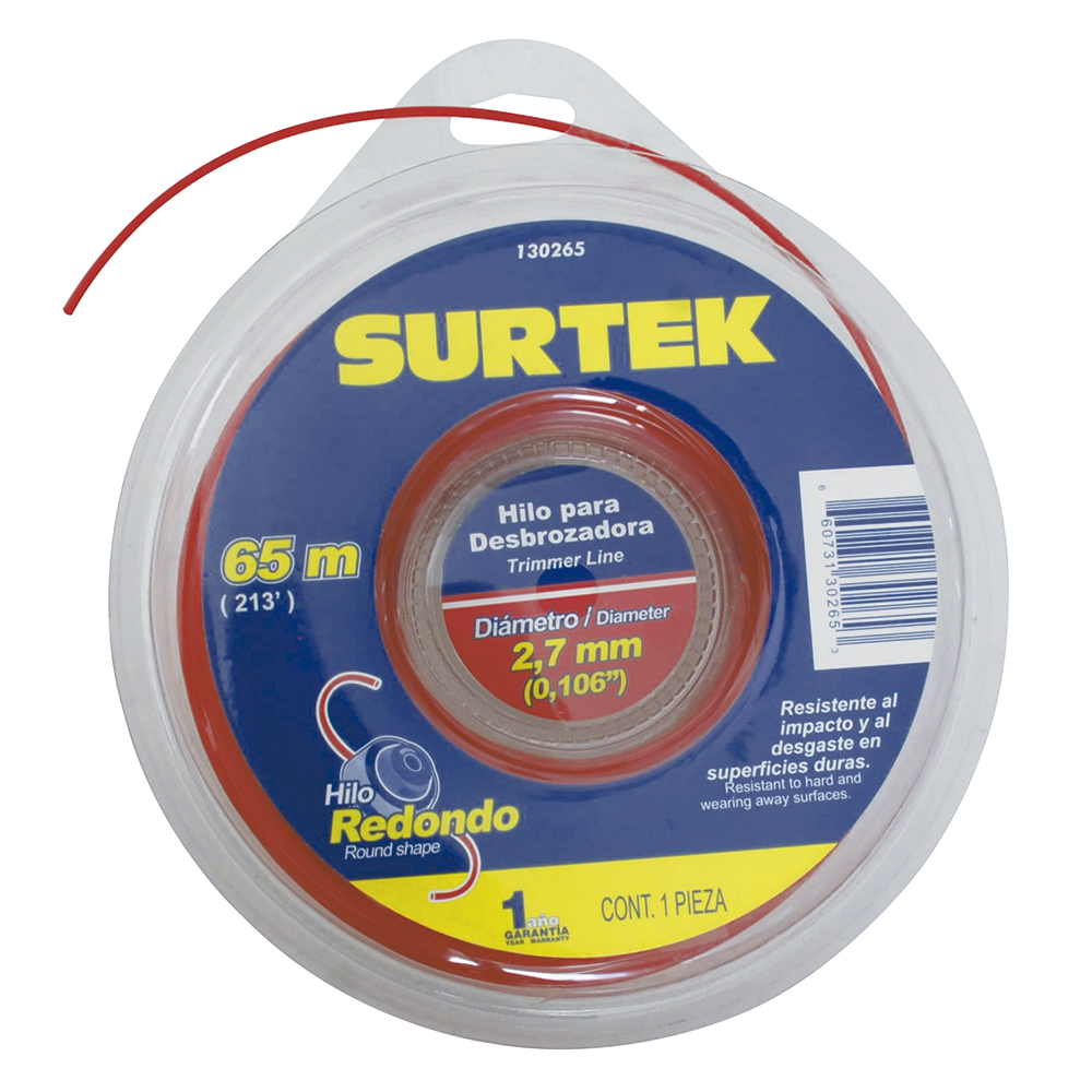 Nailon para desbrozadora doble blíster, 2.7 mm x 65 m