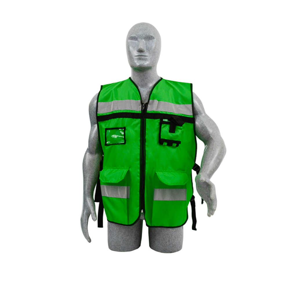 Chaleco de seguridad tipo supervisor abierto con reflejante verde unitalla