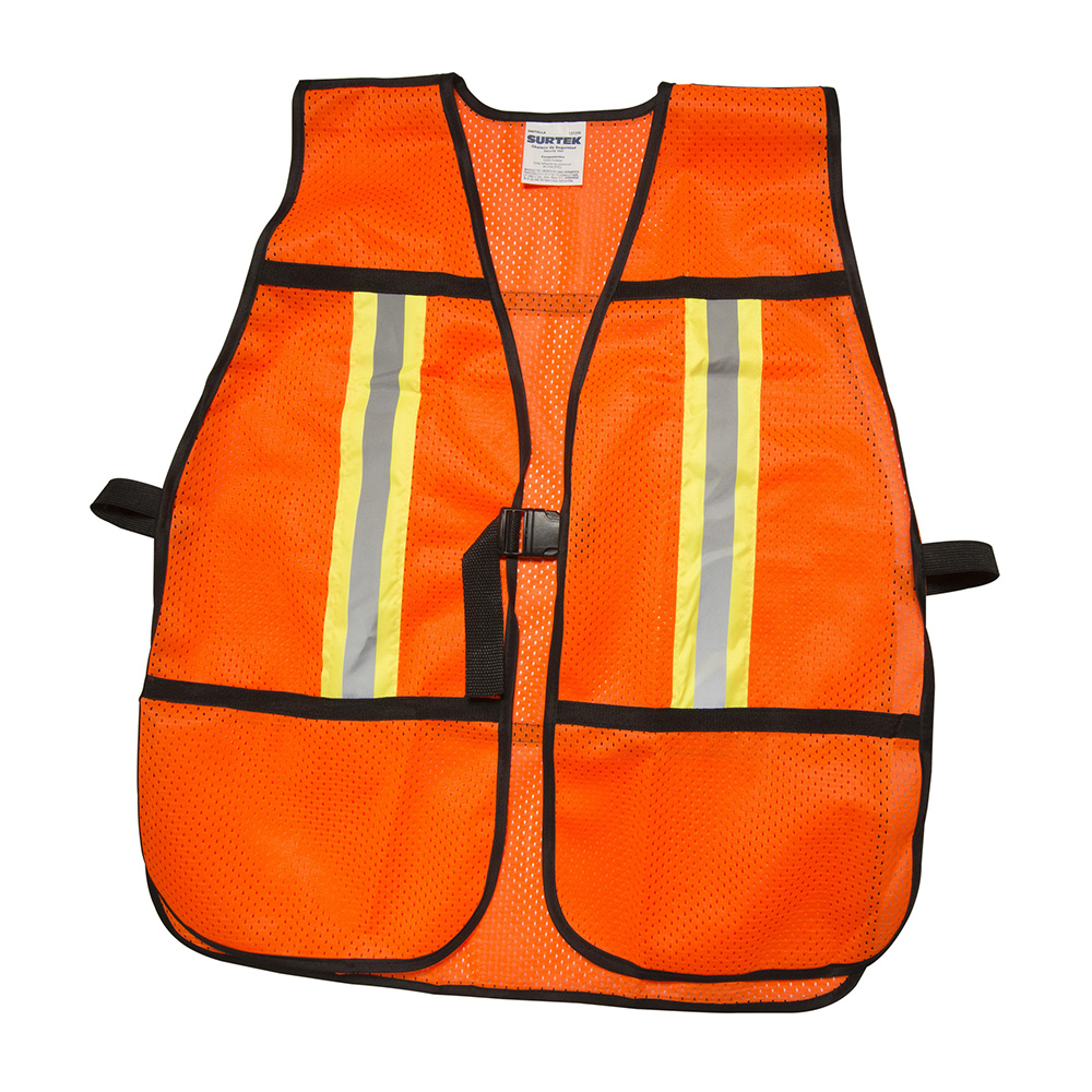 [137376] Chaleco de seguridad de malla de poliéster con correas ajustables naranja unitalla