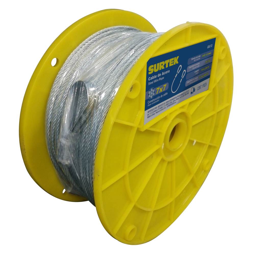 Cable de acero con guardacabo recubrimiento PVC 3/16" x 1 m