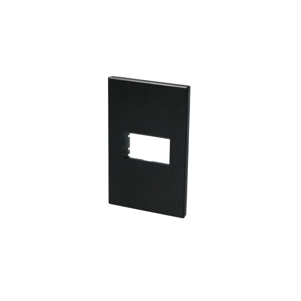 Placa 1 módulo 1/3, línea Premium, color negro