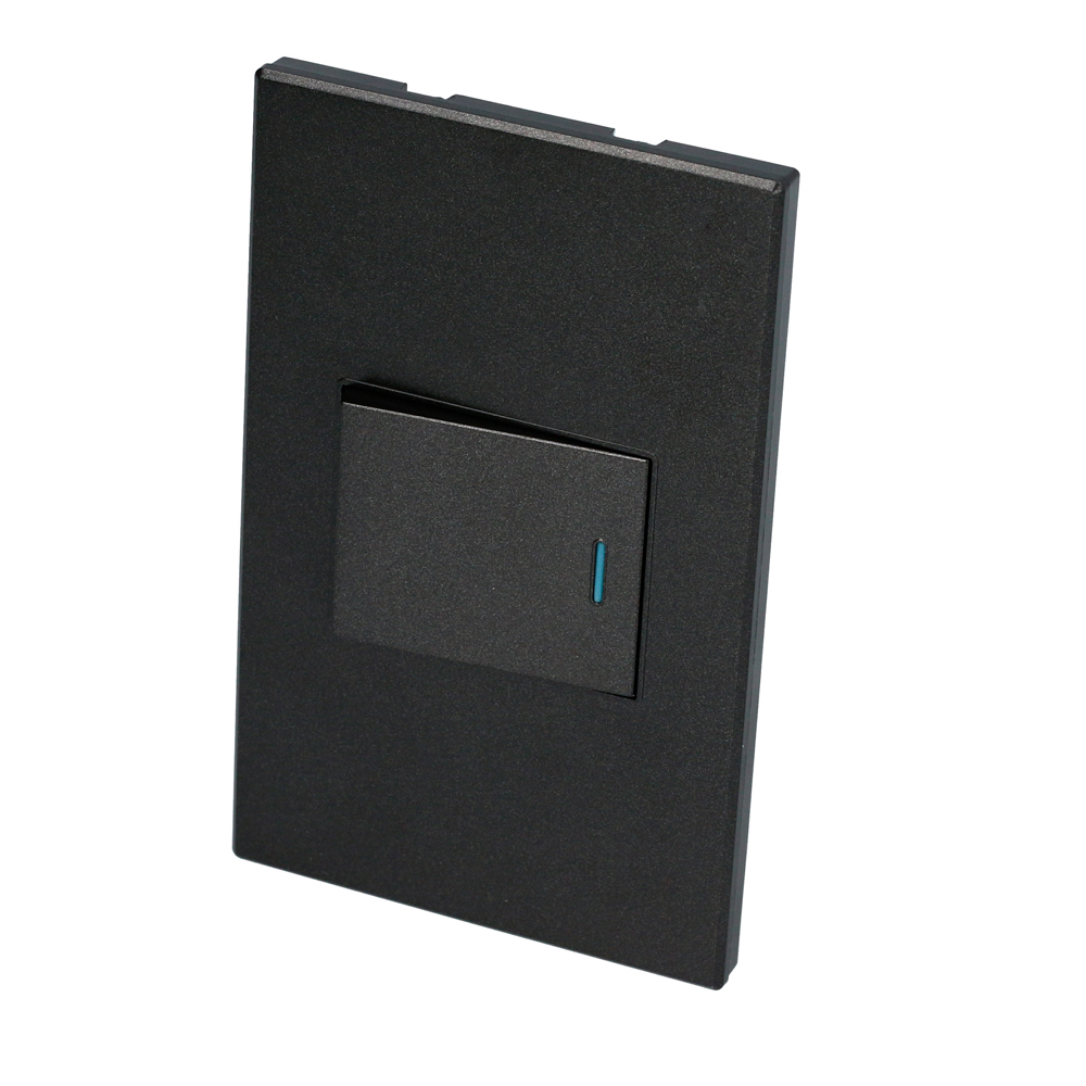 Placa 1 Switch 1/2 3 vias, línea Premium, color negro
