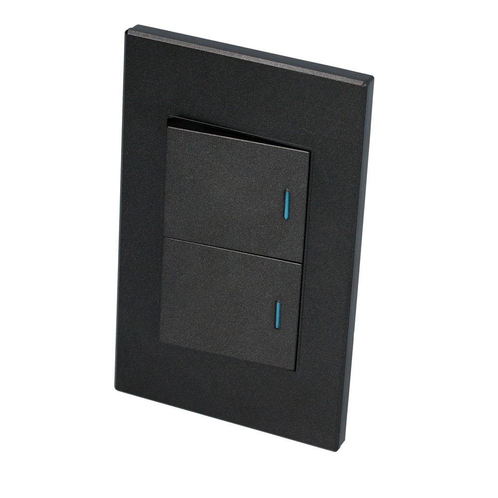 Placa 2 Switch 1/2, línea Premium, color negro