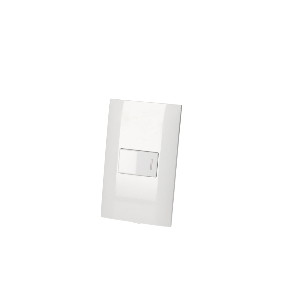 Placa 1 Switch 1/3 3 vias, línea  Americana, color blanco