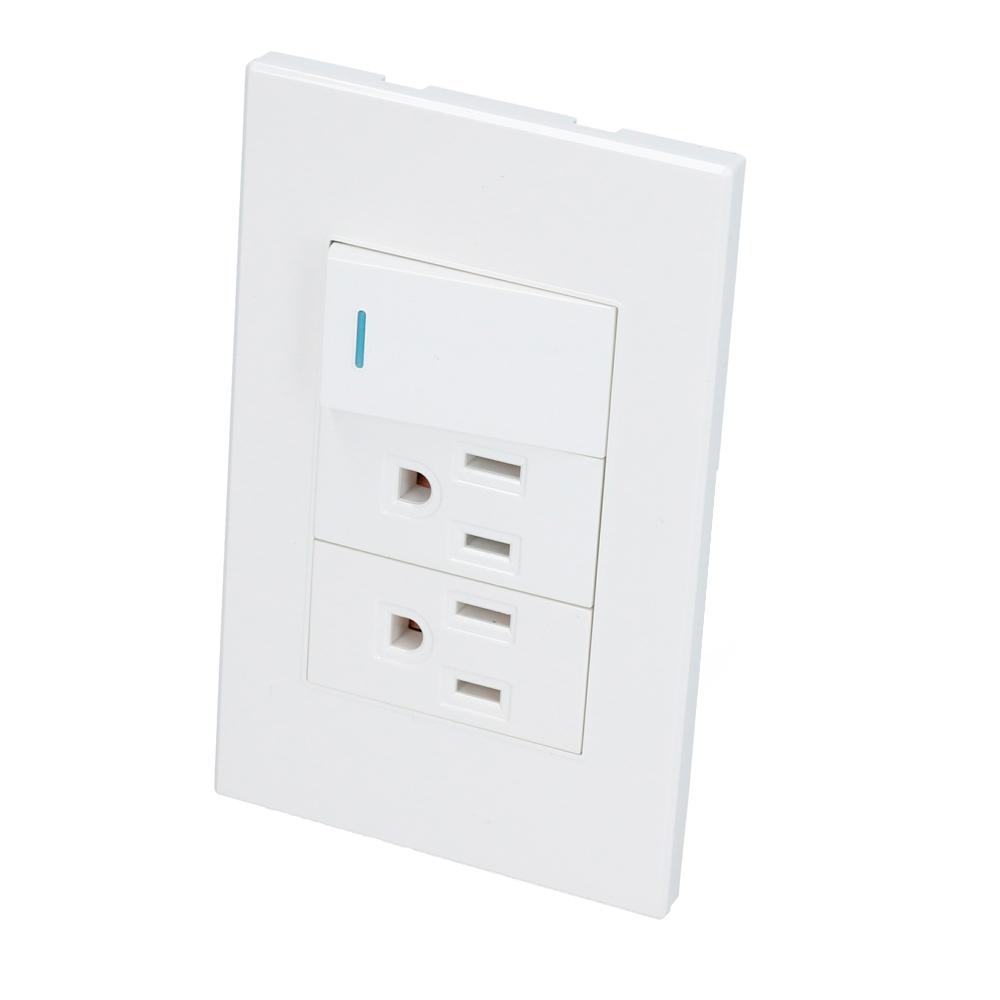 Placa 1 Switch 2 contactos 1/3, línea Premium, color blanco