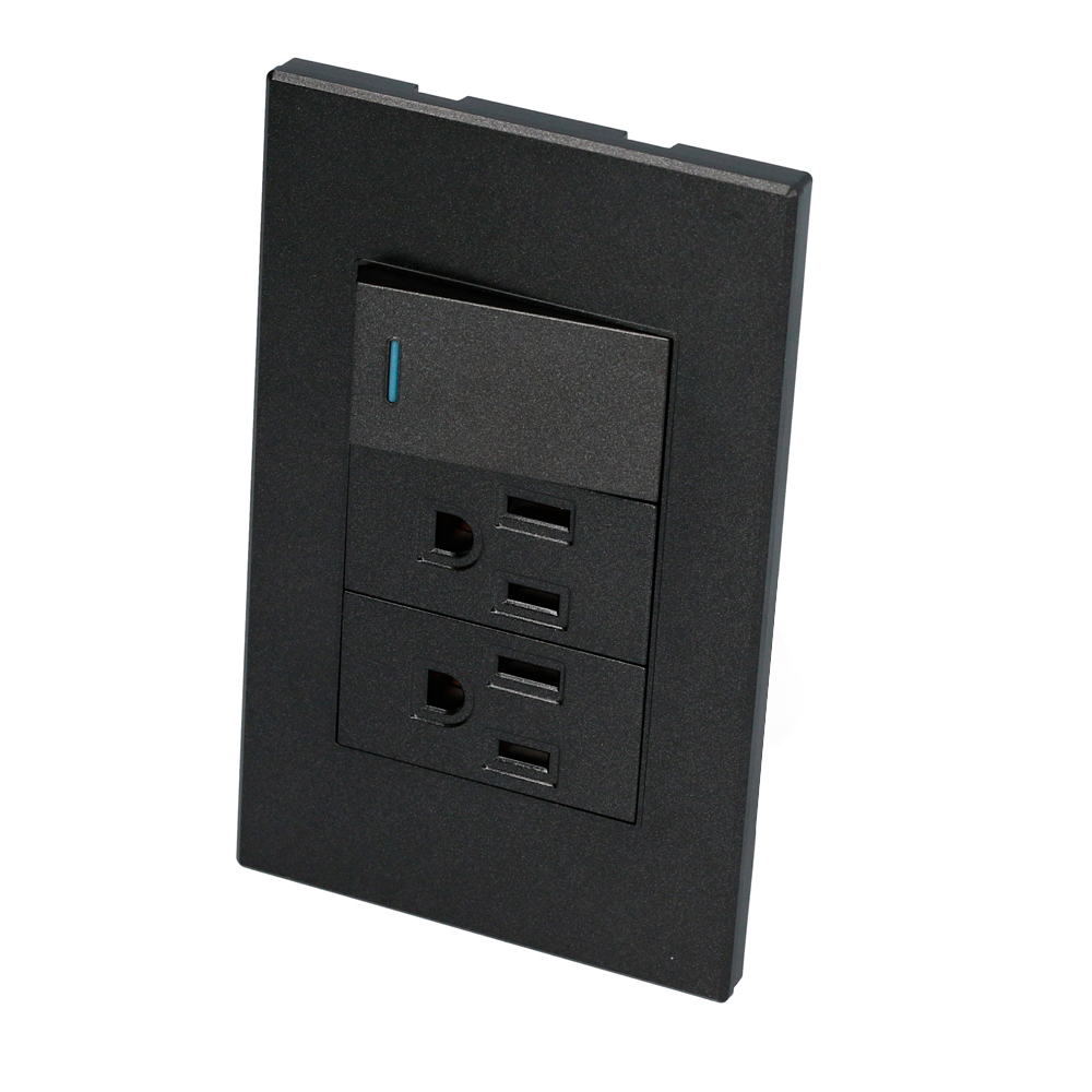 Placa 1 Switch 2 contactos 1/3, línea Premium, color negro