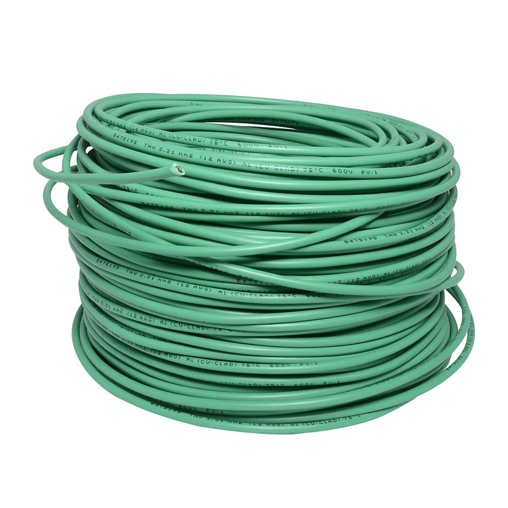 Cable eléctrico UL calibre 12, 100 m color verde
