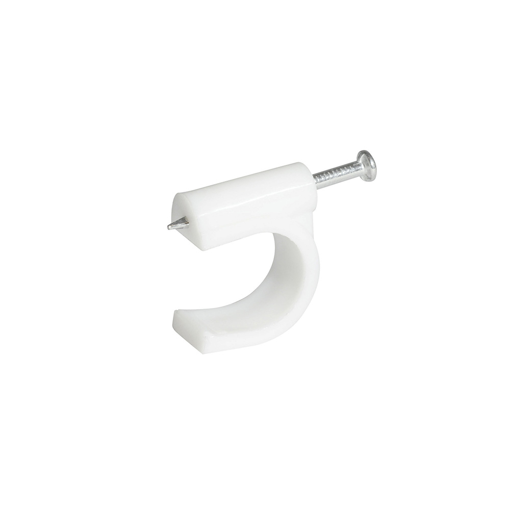 Grapa para cable coaxial 6 mm, color blanco, 20 piezas
