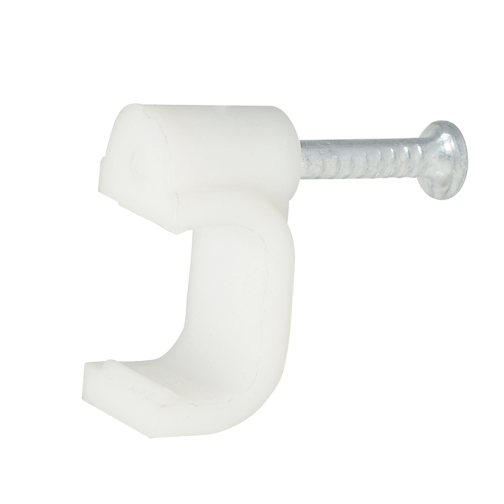 Grapa para cable dúplex 10 mm, color blanco, 20 piezas