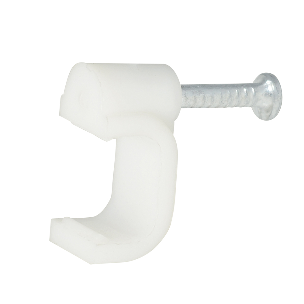 Grapa para cable dúplex 8 mm, color blanco, 20 piezas