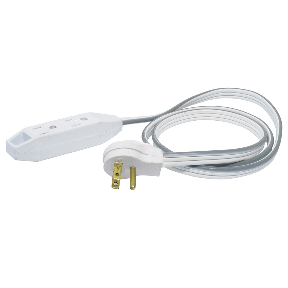 Extensión eléctrica plana aterrizada color amarillo, 1 m