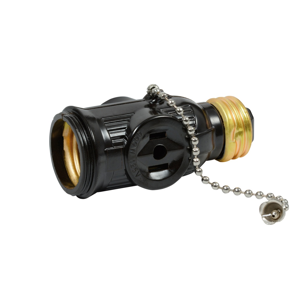 Portalámpara con cadena y ladrón, color café