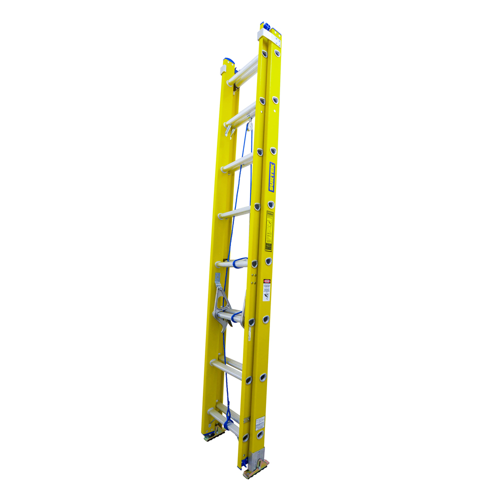Escalera de extensión tipo 2 de fibra de vidrio con 24  peldaños