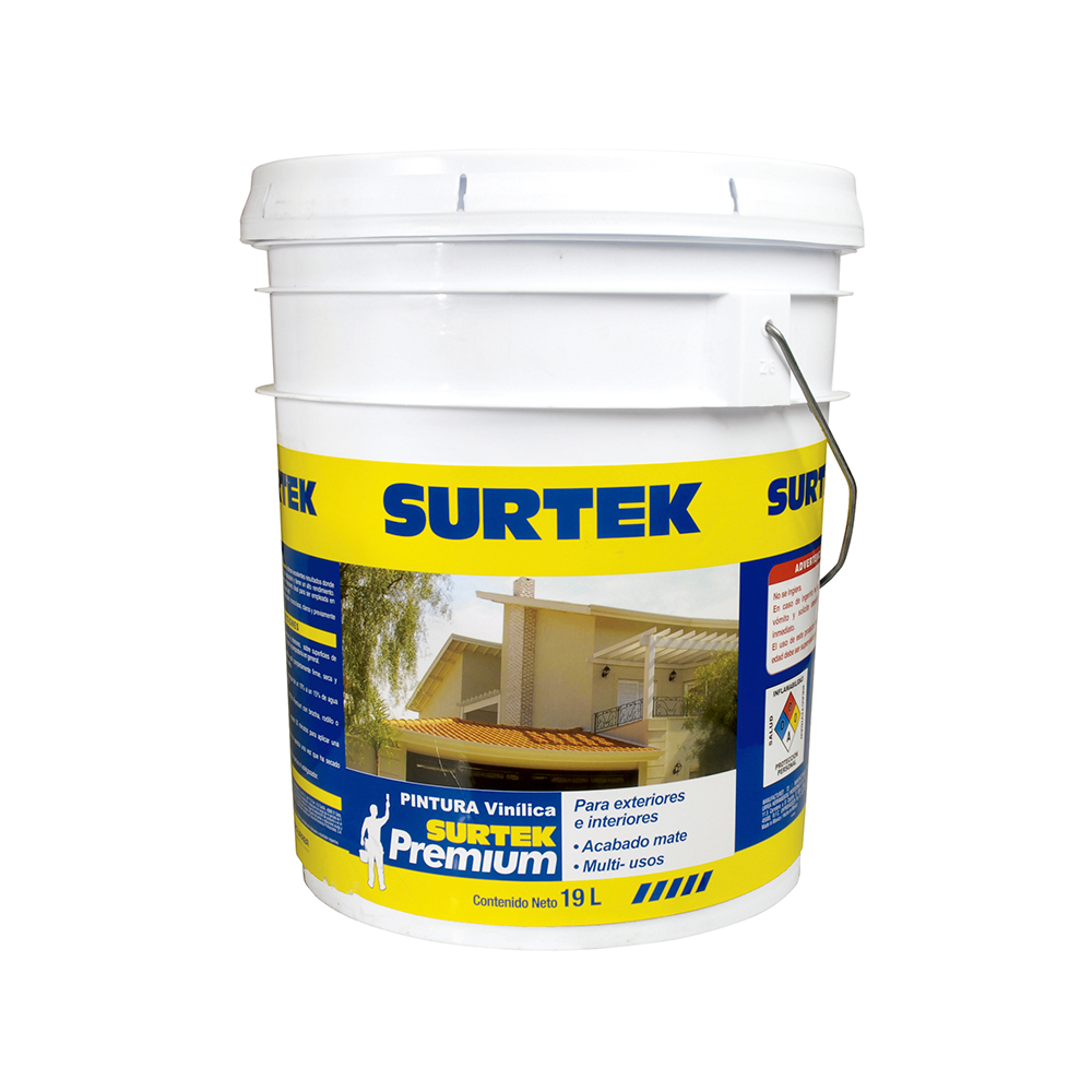 Cubeta de pintura vinílica premium 19 Lt color blanco