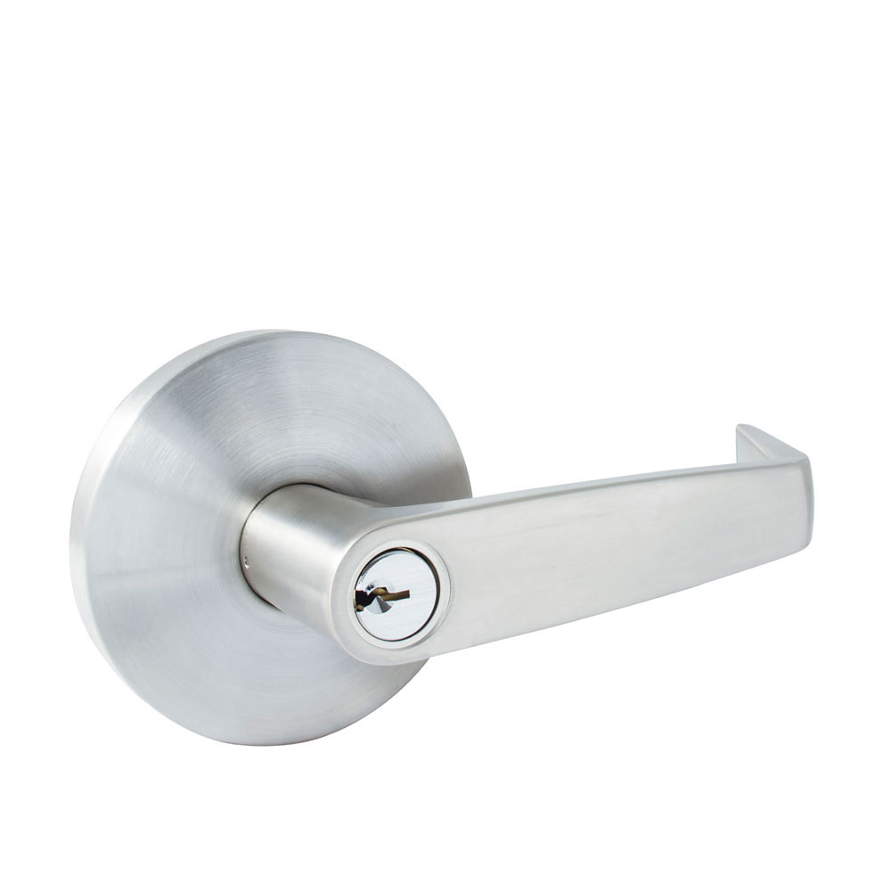 Manija cilíndrica función baño, acero inoxidable, llave estándar, blíster