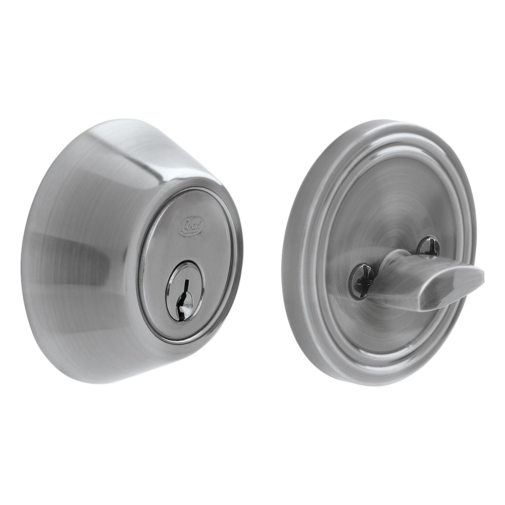 Cerrojo residencial función sencilla, níquel satinado, llave estándar, blíster