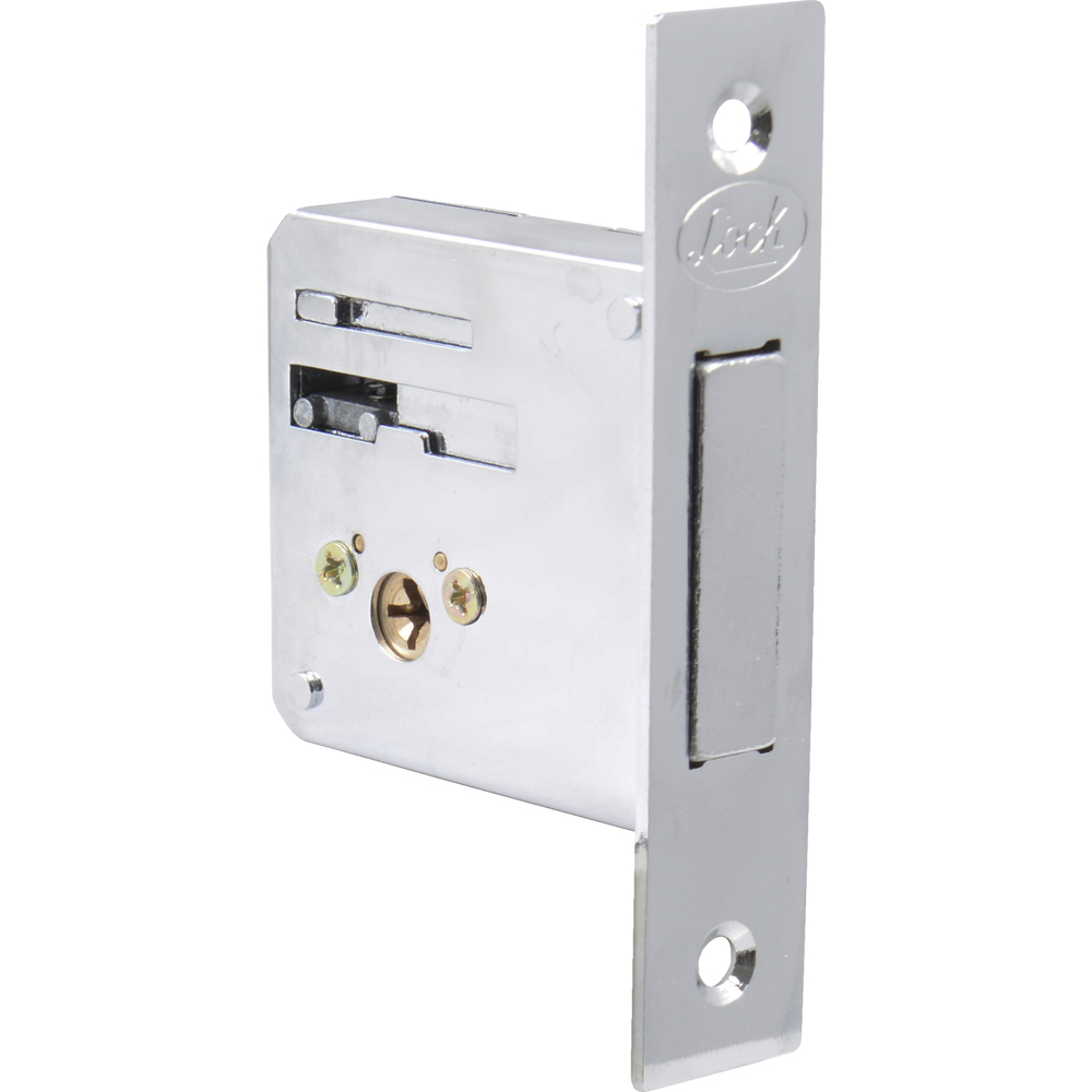 [10CE] Cerrojo para embutir auxiliar, función doble, níquel satinado, llave tetra, en caja