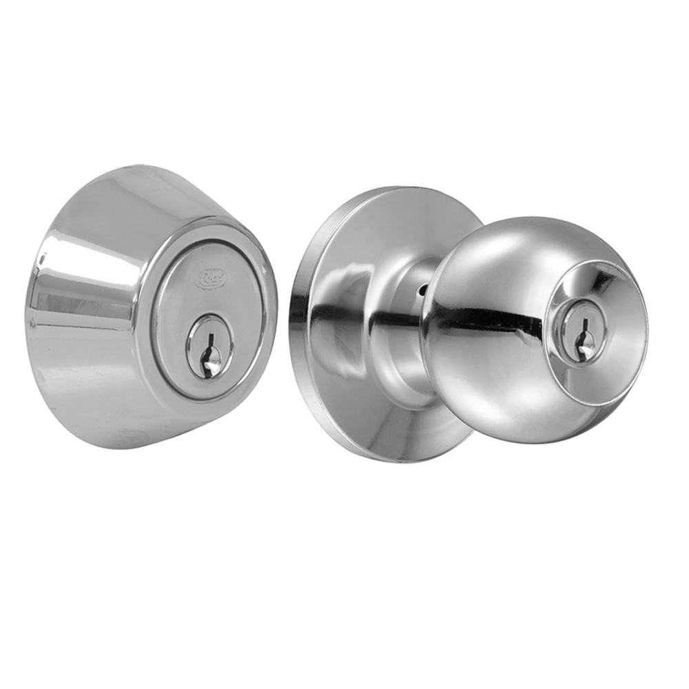 Combo de pomo bola función sencilla, acero inoxidable, llave estándar, blíster