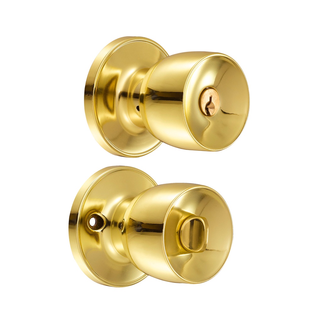 Pomo tubular copa recta función recámara, latón brillante, llave estándar, blíster