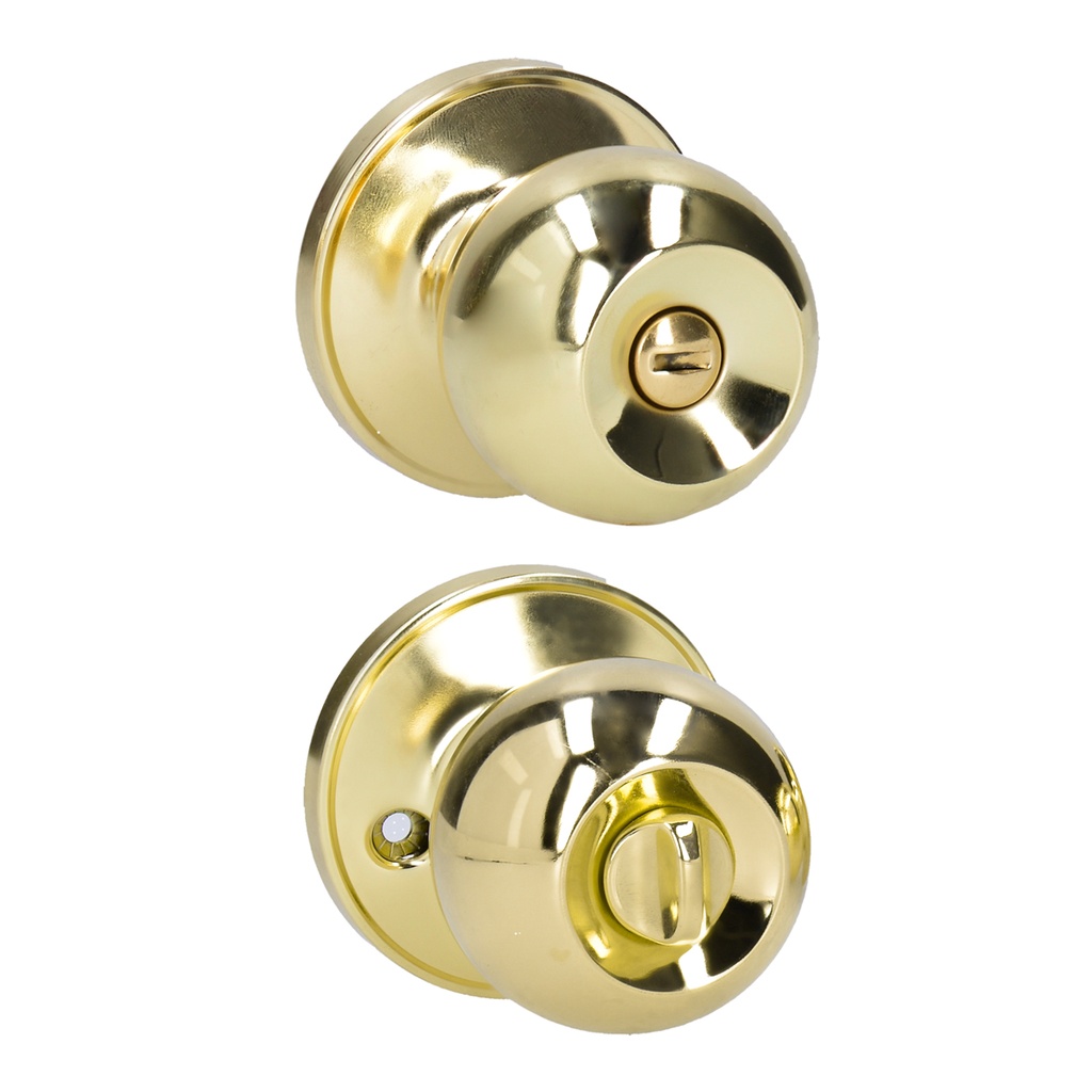 Pomo tubular bola función baño, latón brillante, blíster