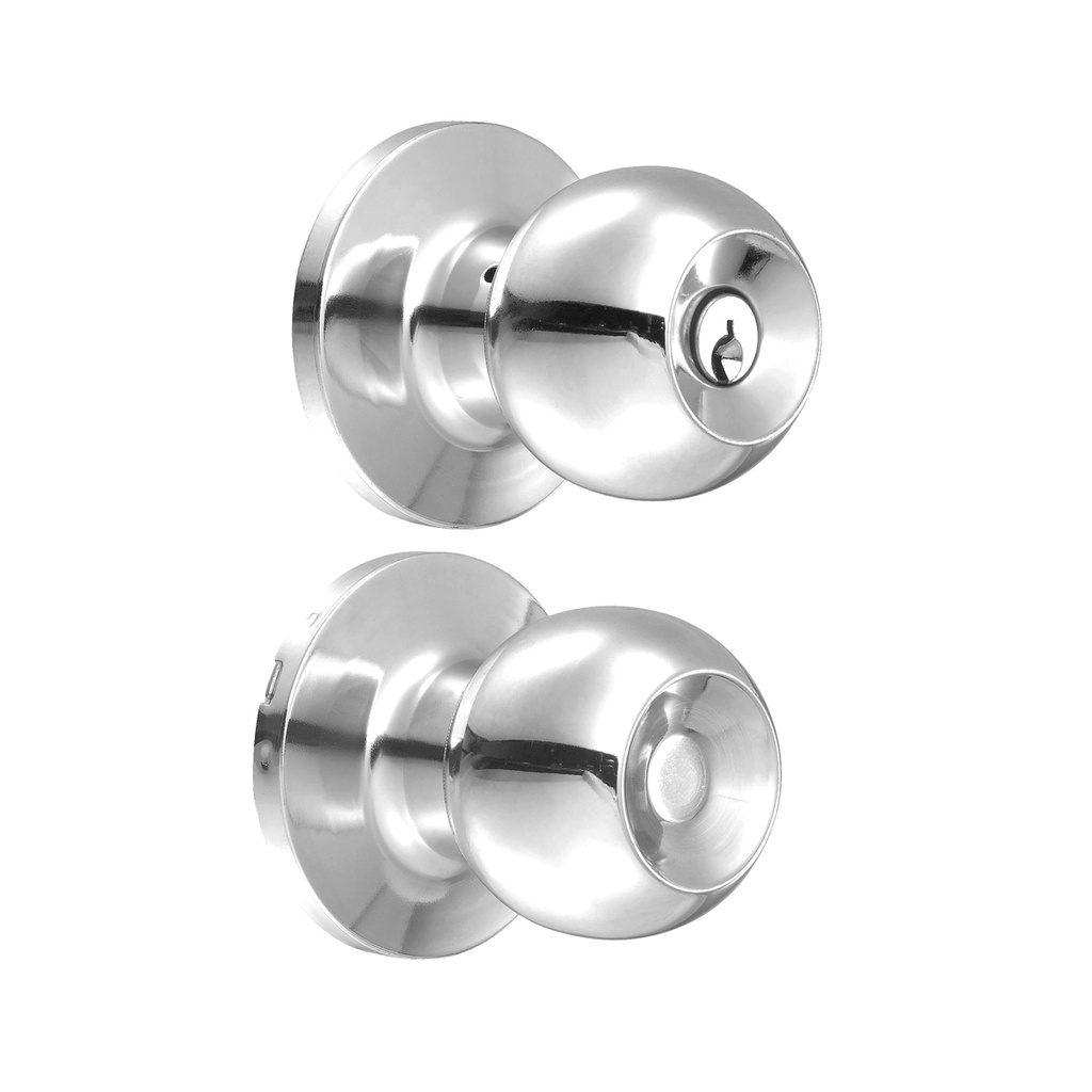 Pomo tubular bola función entrada, acero inoxidable, llave estándar, blíster