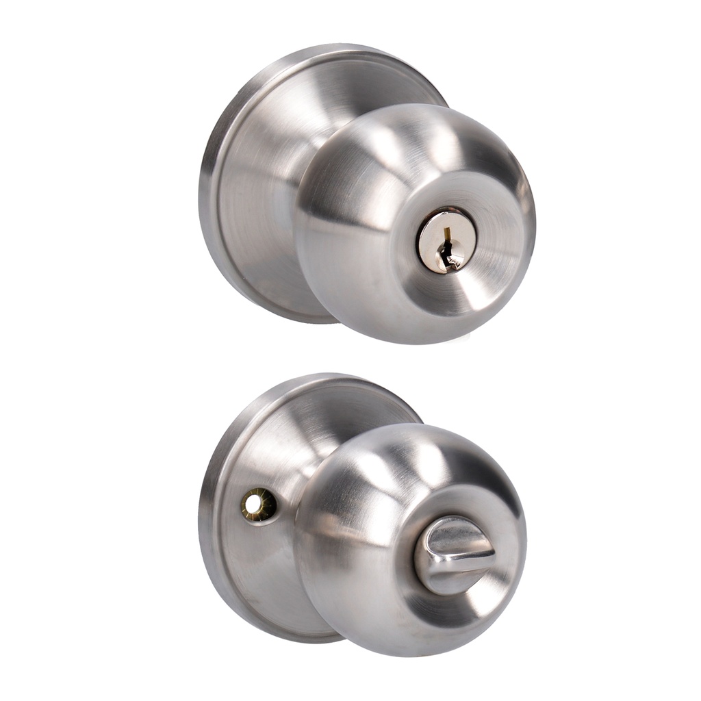 Pomo tubular bola función entrada, acero inoxidable, llave estándar, blíster