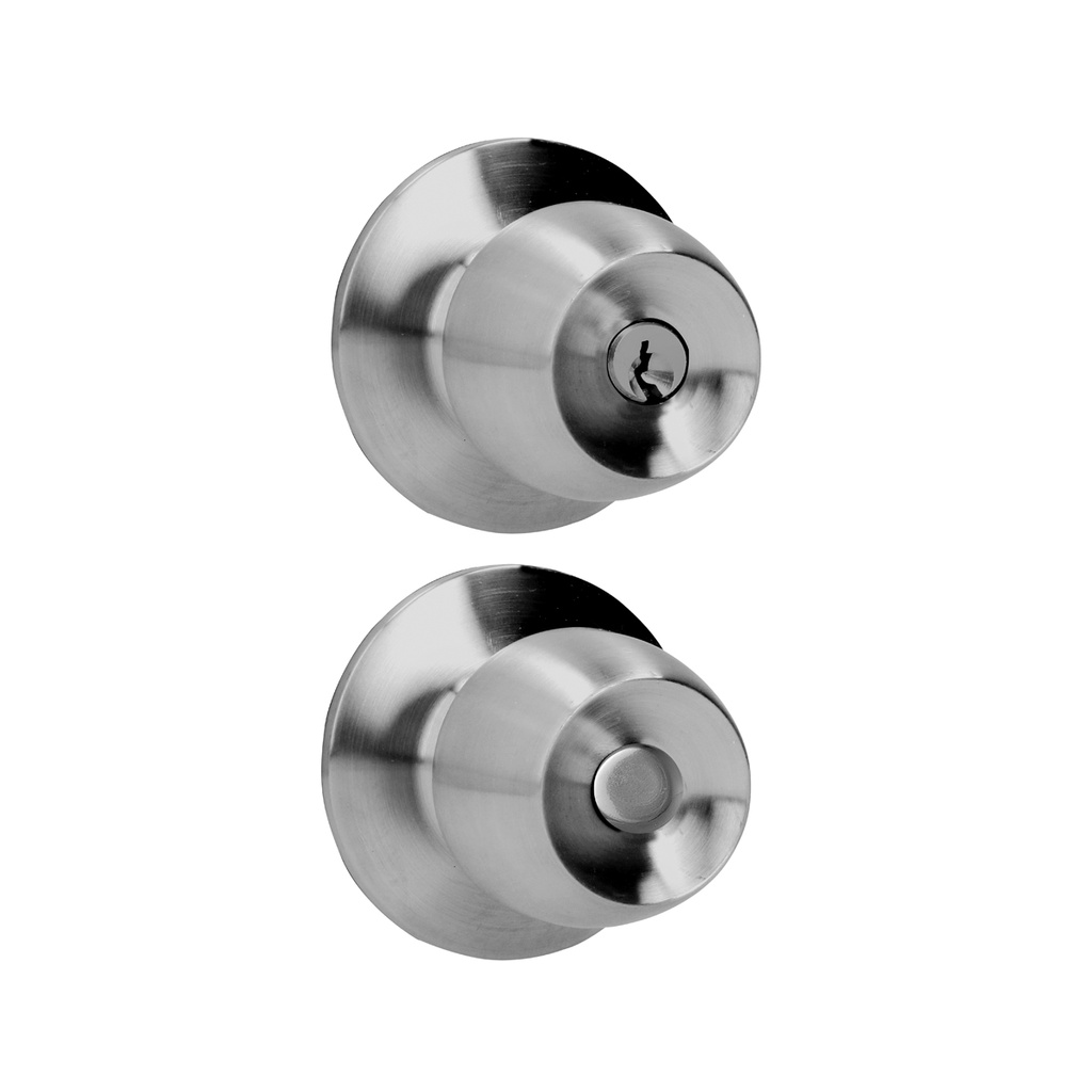 Pomo cilíndrico media copa función entrada, acero inoxidable, llave estándar, blíster