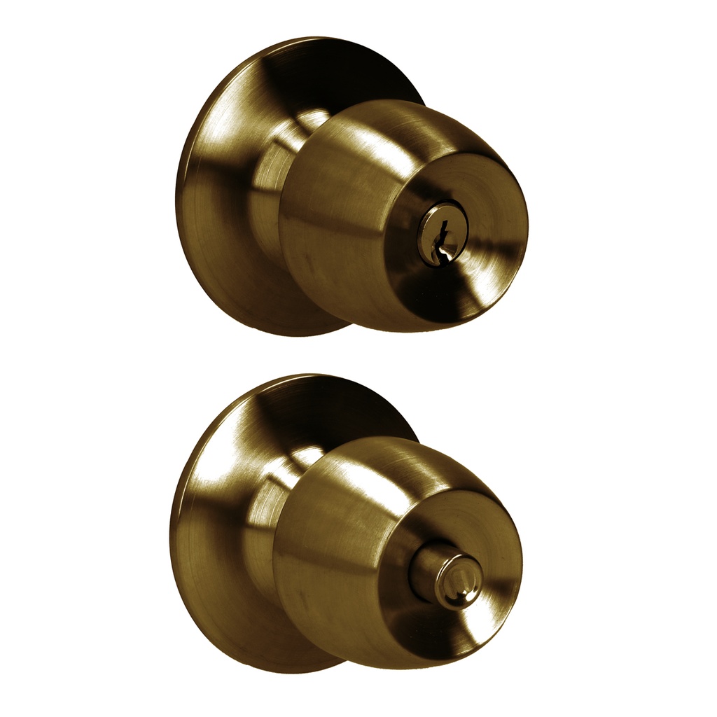 Pomo cilíndrico media copa función recámara, latón antiguo, llave estándar, blíster