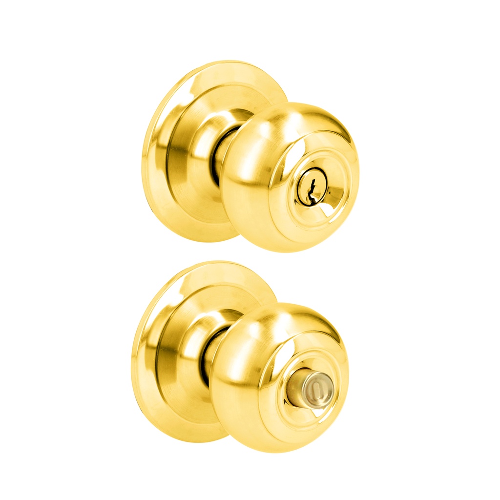 Pomo cilíndrico ovalado función recámara, latón brillante, llave estándar, blíster