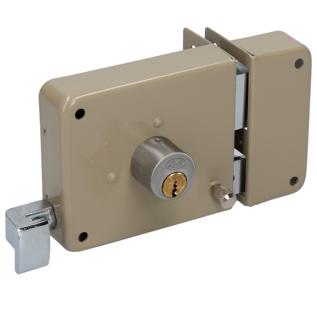 Cerradura de sobreponer función instala fácil, derecha, llave estándar, blíster