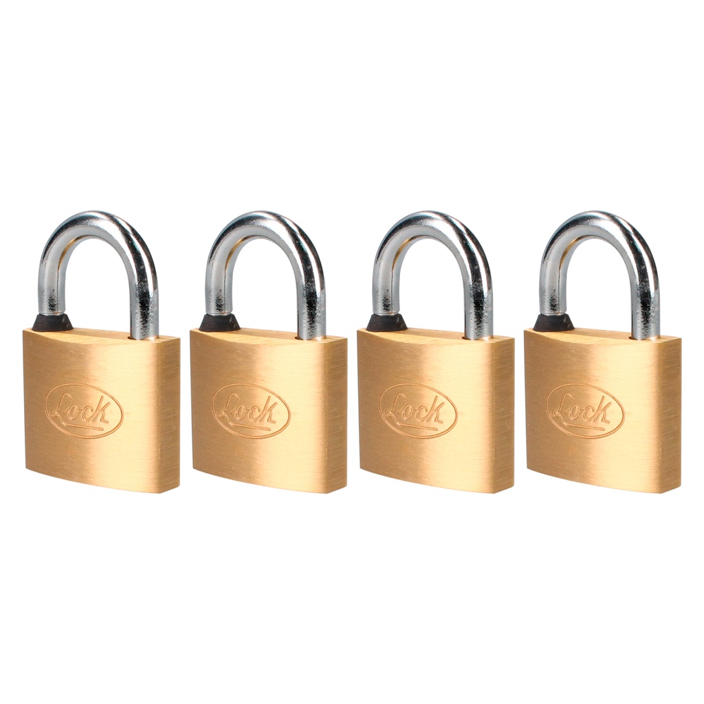 Juego de 4 candados de latón cortos 40 mm, llave estándar