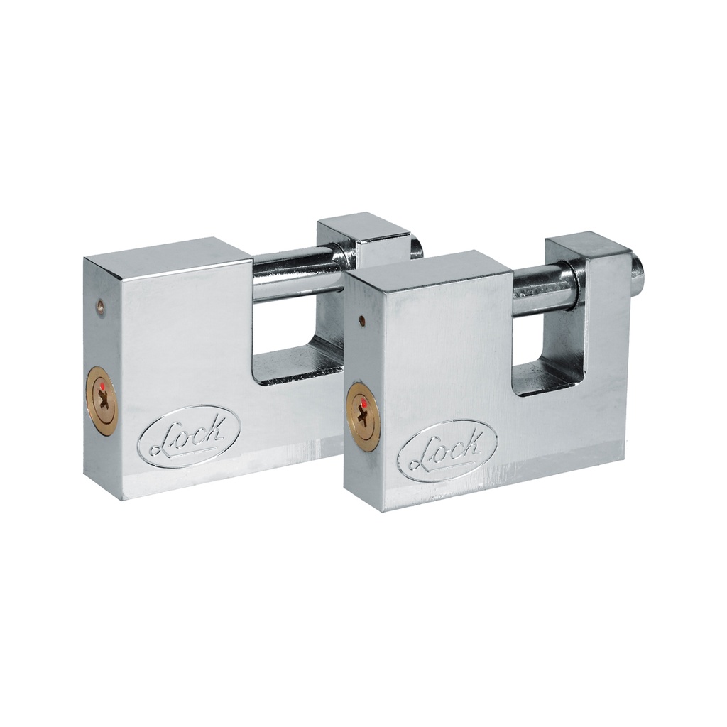 Juego de 2 candados para cortina 80 mm, cromo satinado, llave estándar