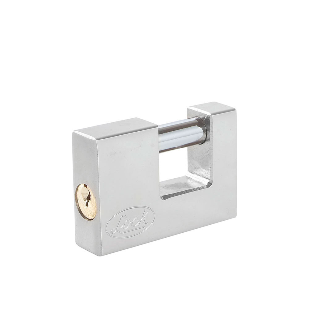 Candado de acero para cortina 80 mm, cromo satinado, llave estándar