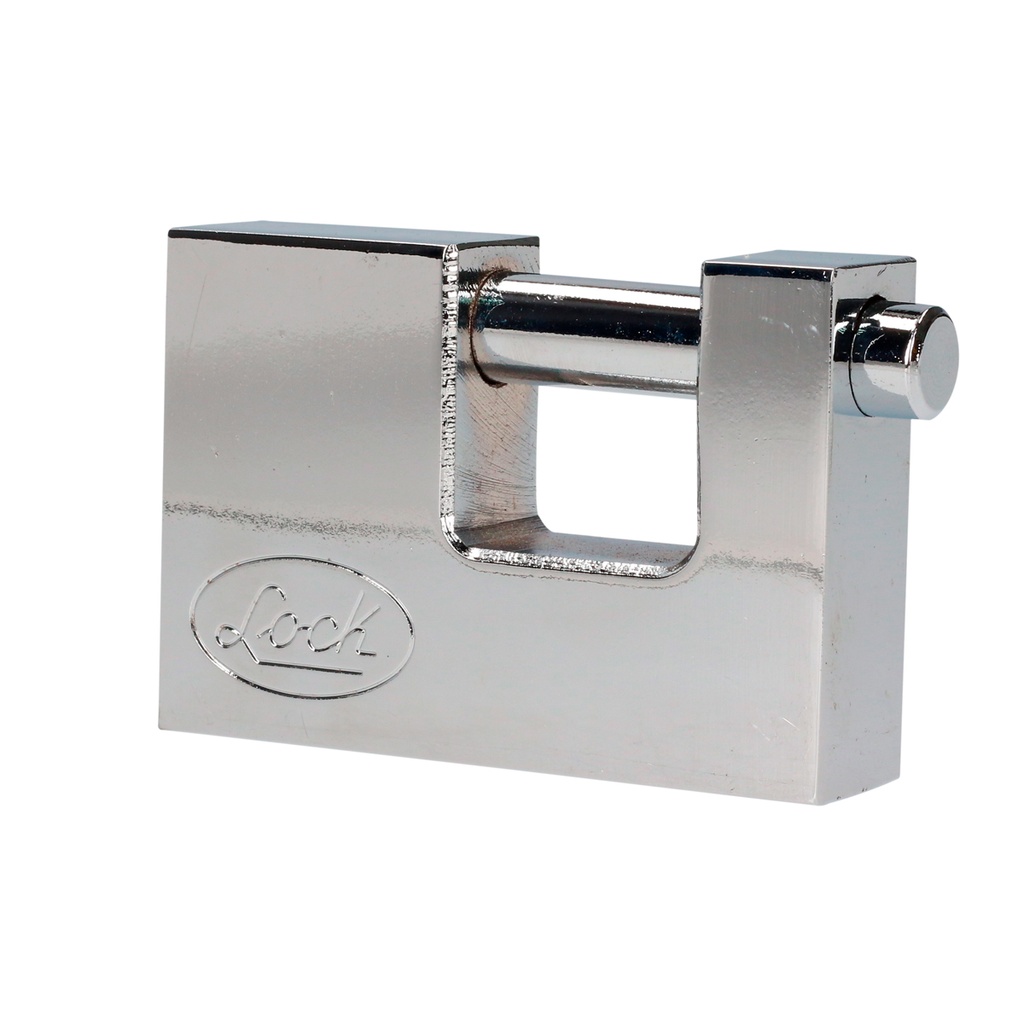 Candado de acero para cortina 80 mm, cromo satinado, llave tetra