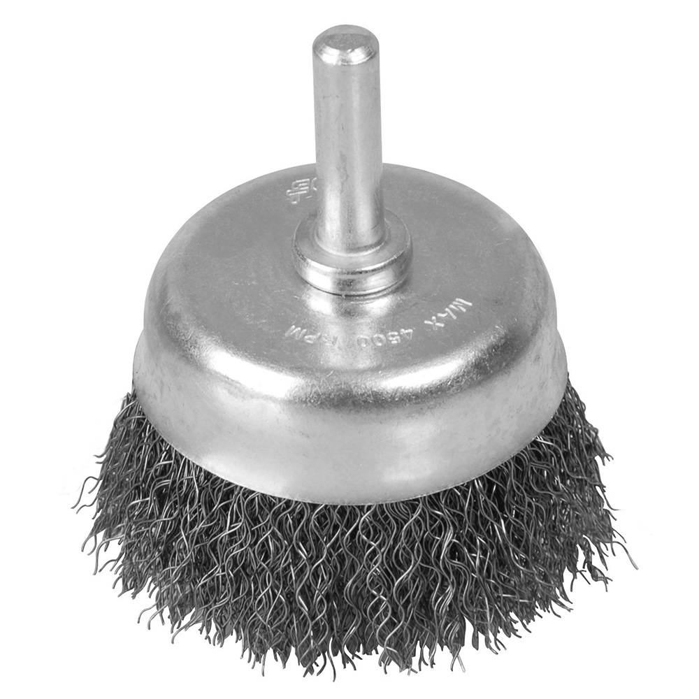 Carda copa ondulada alambre delgado 3" x 0.30 con zanco 1/4"
