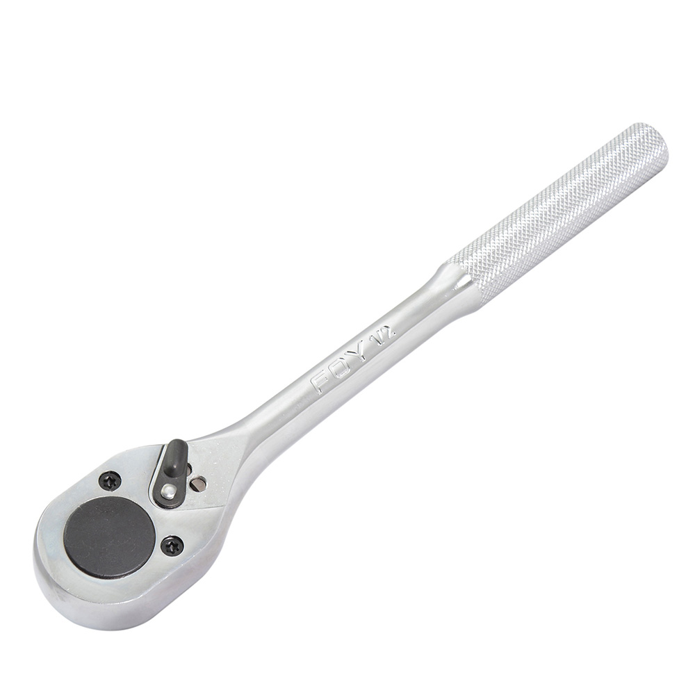 Matraca reversible para dado cuadro de 1/2", cabeza tipo pera, mango moleteado