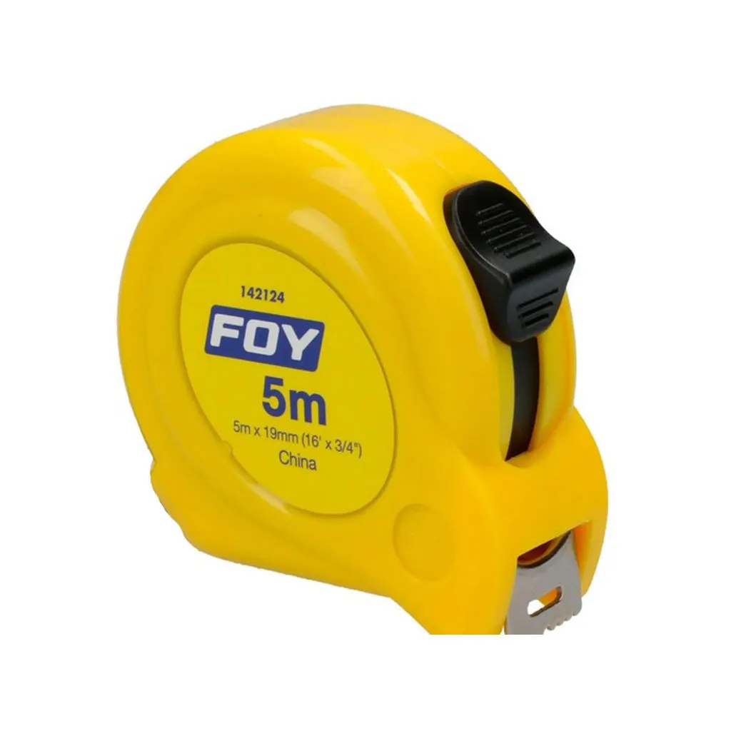 Flexómetro con carcasa de plástico amarillo 5 m x 3/4"